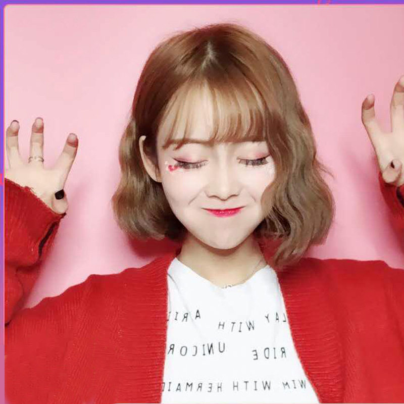 假发女短发短卷发圆脸自然全头套式网红可爱韩国波波头蓬松玉米烫