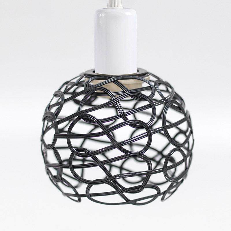 小夜灯配件铁丝台灯架台灯泡灯罩透明球形黑色江门装饰编织铁架子