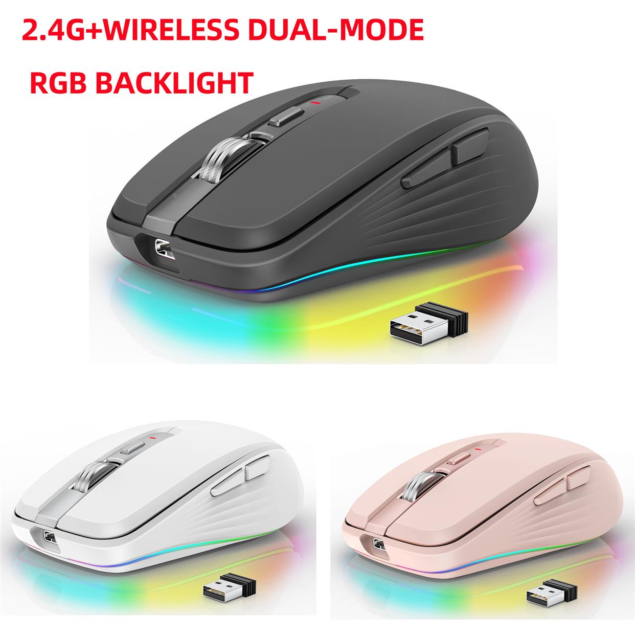 2.4G双模蓝牙5.1无线鼠标ABS电脑MOUSE2400dpi现货 电脑硬件/显示器/电脑周边 有线鼠标 原图主图