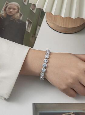 韩版ins风轻奢时尚铜手链 设计简约锆石手环小众潮流冷淡风手镯