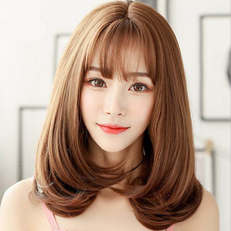 空气刘海假发 女 梨花头齐刘海蓬松时尚女生中长发韩国逼真长礼物