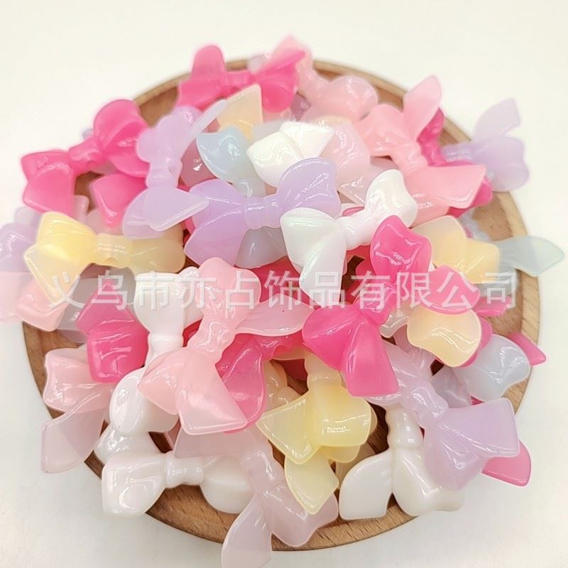 亚克力果冻色蝴蝶结马卡龙色DIY手工串珠材料发饰手机链珠子配件