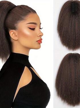 假发欧美女士Yaki马尾长发马尾假发辫12寸蓬松直马尾Yaki Ponytai