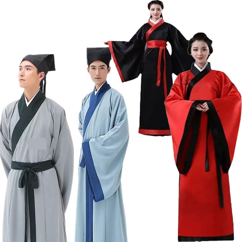 新款古装成人男书童演出服私塾教书先生国学服装汉服书生表演汉服