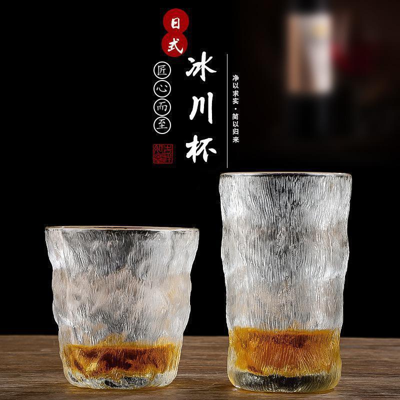 冰川纹玻璃杯ins不规则创意杯网红加厚水杯威士忌日式锤纹杯水杯