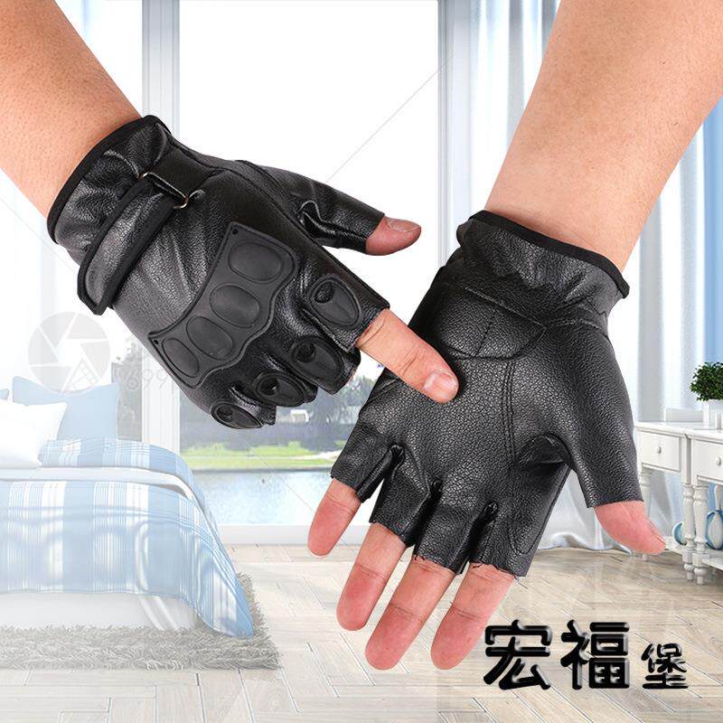 运动骑行半指手套新款男女士时尚透气战术自行车户外健身PU皮礼物