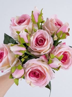 绒布相思玫瑰仿真花假花婚庆用品家居装饰绢花MW03334定制