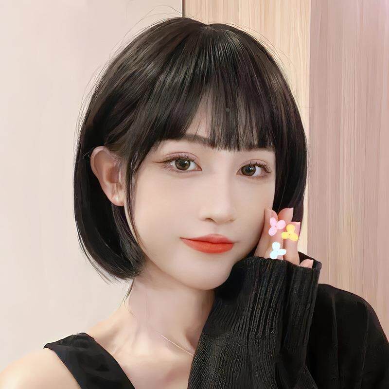 假发短发女夏季全头套式波波头空气刘海仿全真人发整顶长发假礼物