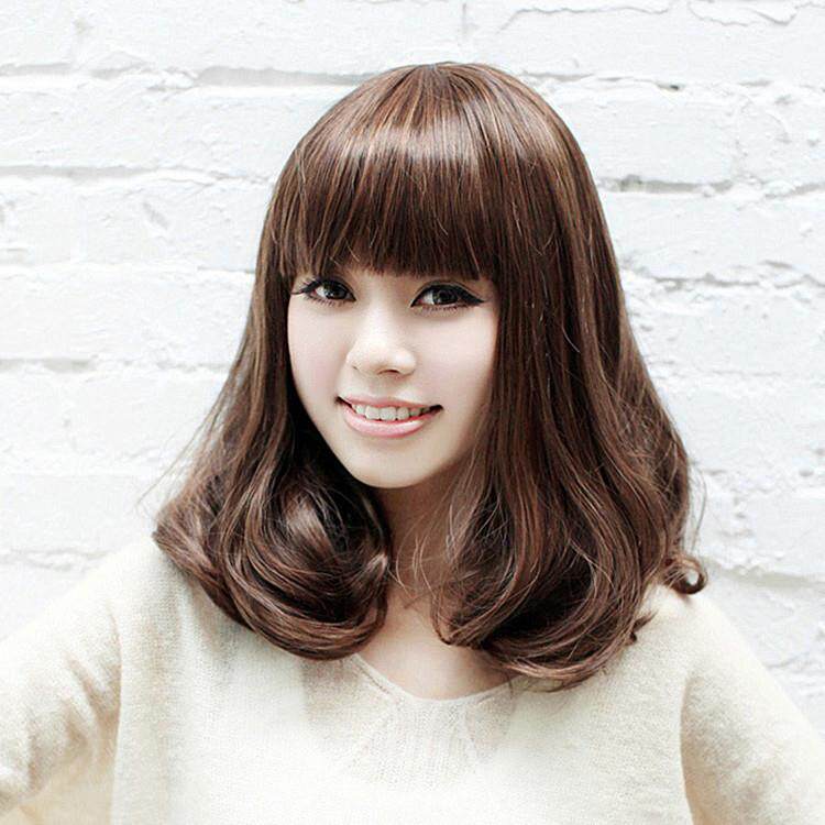 厂家时尚气质短假发女梨花头中长发 平刘海修脸假头套