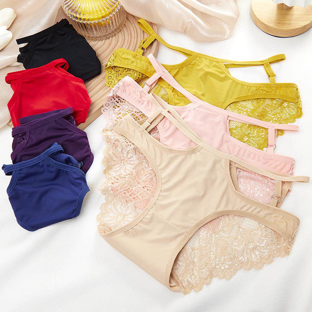 新款欧美女士内裤镂空细带金属扣提臀舒适冰丝内裤3283