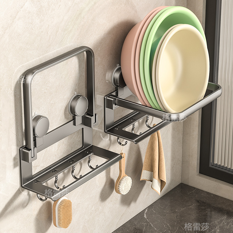吸盘脸盆收纳架免打孔浴室挂盆架