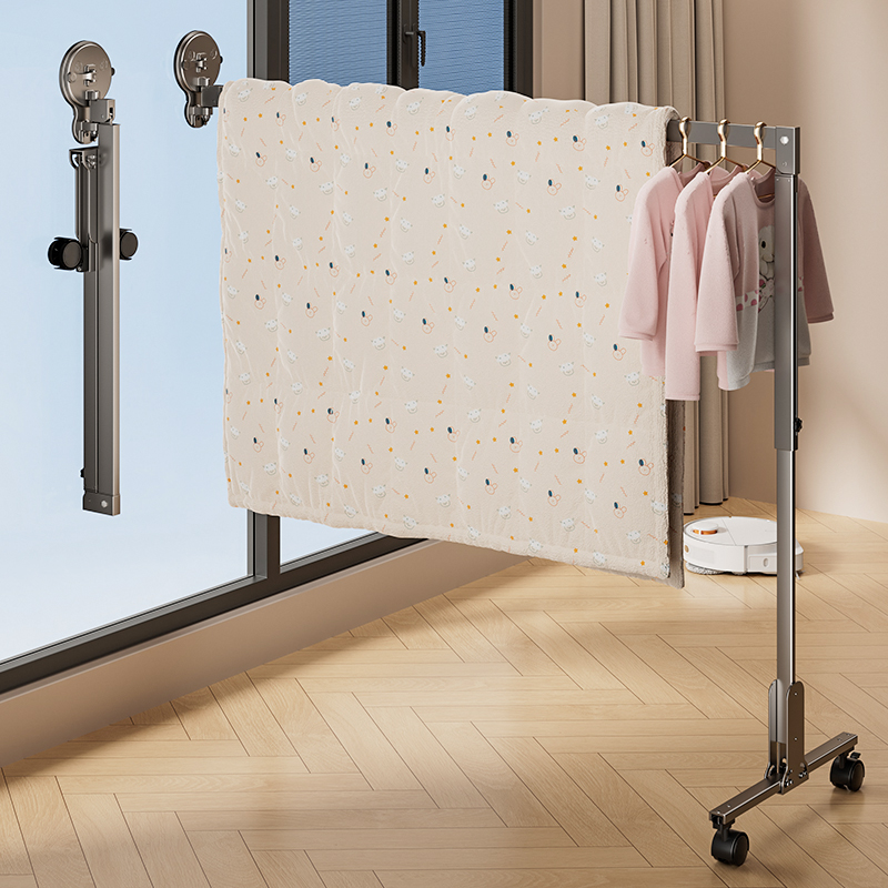 吸盤折疊晾衣架陽臺曬被子神器