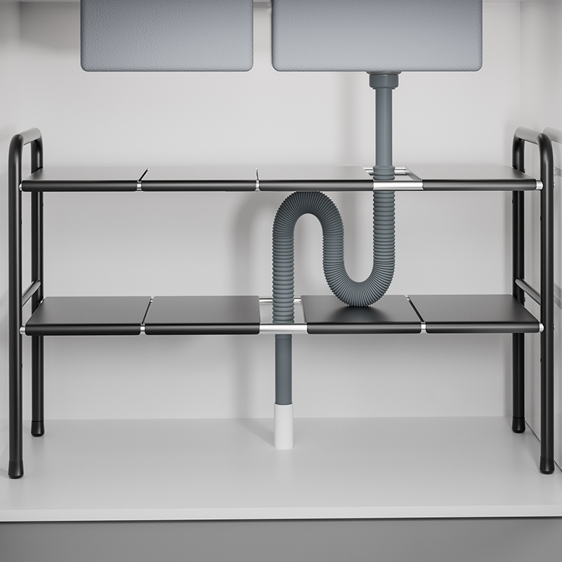 厨房下水槽置物架伸缩橱柜子内