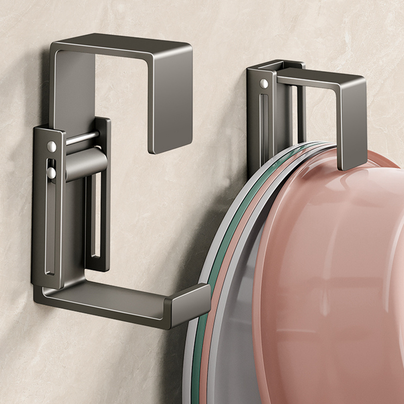 不锈钢脸盆挂钩免打孔大小盆通用