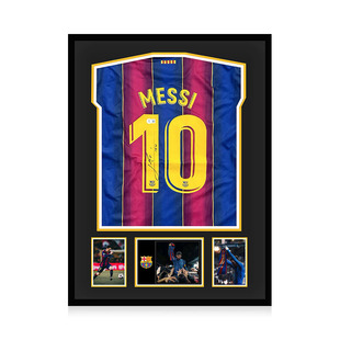 里奥梅西 亲笔签名 巴塞罗那队球衣 Beckett权威认证 精装裱