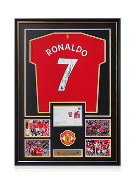 C罗 罗纳尔多 亲笔签名 2021-22赛季 曼联队球衣 EM证书 精装裱