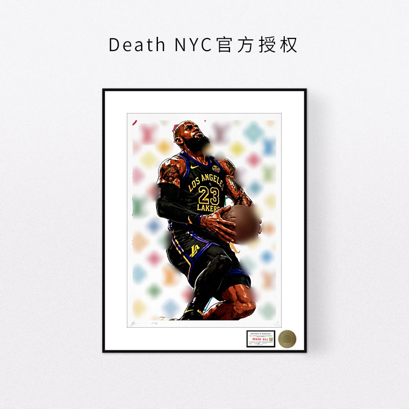 deathnyc签名版画NBA球星詹姆斯装饰画球迷男生房间挂画