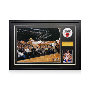 精装 罗德曼 Beckett权威认证 公牛队20寸照片 裱 亲笔签名