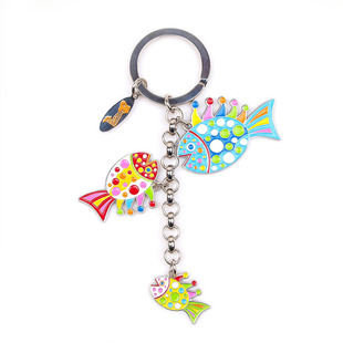 草间弥生YAYOI KUSAMA金属钥匙扣经典波点小鱼蝴蝶包挂件挂饰