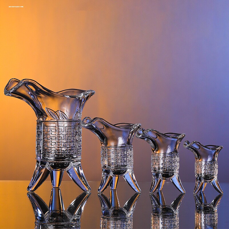 古代帝王杯不锈酒馆爵杯老式酒杯玻璃酒樽仿古礼品清酒壶手绘