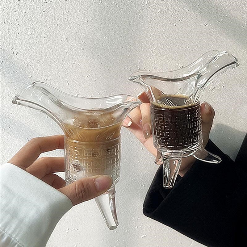 帝王杯侯爵杯仿古白酒杯创意水晶玻璃杯古代三足鼎杯小酒杯烈酒杯图片