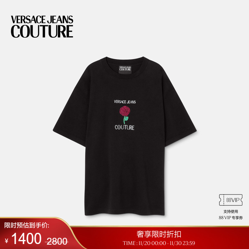 【季末优惠】VERSACE JEANS COUTURE 男士Roses Logo T恤