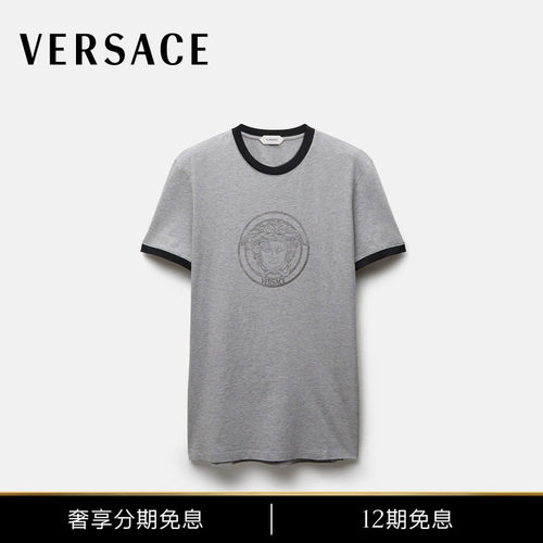 【秋冬新品】VERSACE/范思哲 男士印花棉质平纹针织修身版T恤