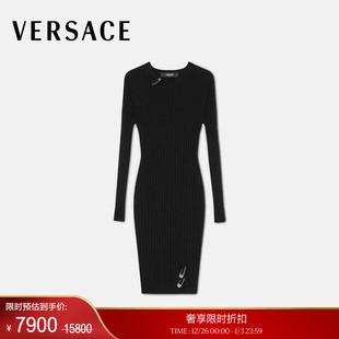 季 女士Safety 末优惠 范思哲 Pin罗纹针织迷你连衣裙 VERSACE