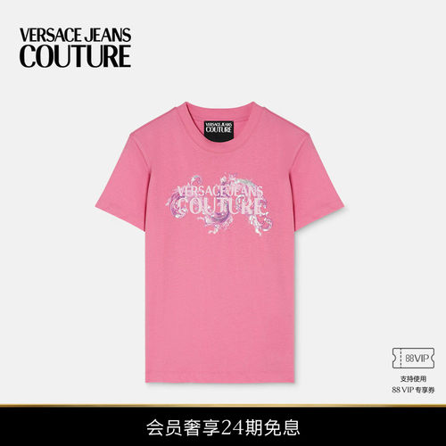 【24期免息】VERSACE JEANS COUTURE 女士印花缀饰平纹针织T恤