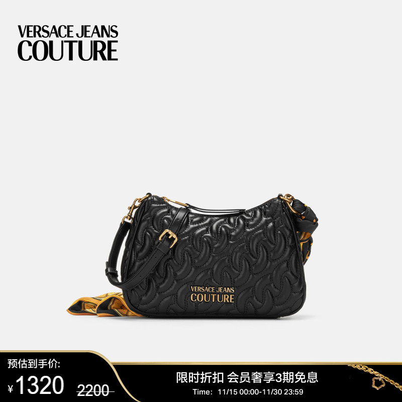 【限时优惠】VERSACE JEANS COUTURE 女士丝巾装饰Logo单肩包