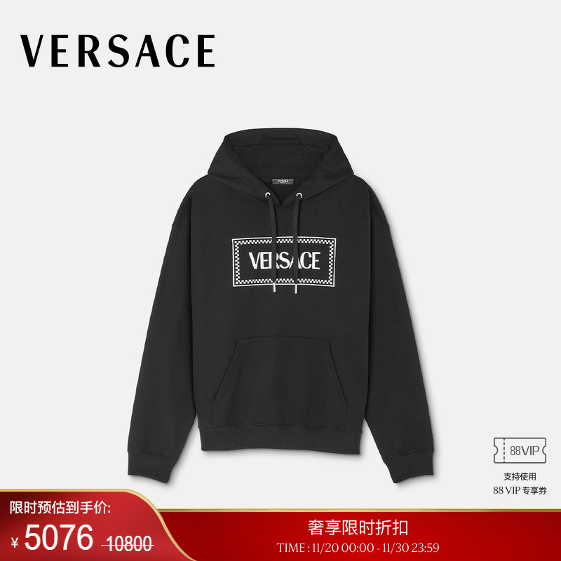 【季末优惠】VERSACE/范思哲 男士90年代复古风Logo连帽衫