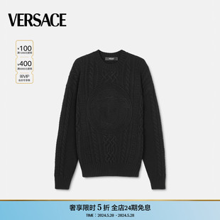 季 Medusa 男士 美杜莎麻花针织套头衫 VERSACE 末优惠 范思哲