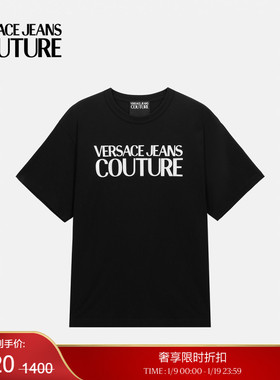 【季末优惠】VERSACE JEANS COUTURE男士字母logoT恤时尚圆领短袖