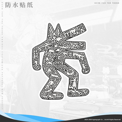 keithharing联名凯斯哈林周边水晶贴机箱贴纸电脑贴墙贴车贴防水