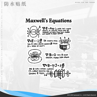 傅里叶变换麦克斯韦方程公式水晶贴机箱贴纸电脑贴墙贴车贴防水