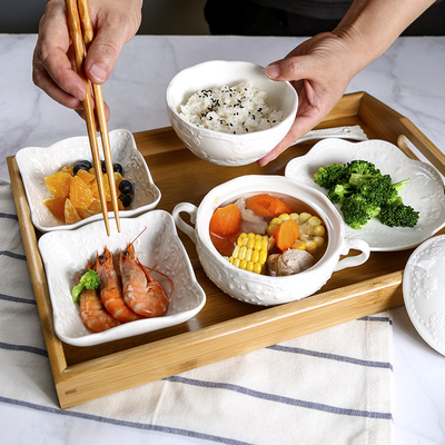 欧式月子会所陶瓷餐具产妇医院一人份汤盅碗碟餐具分餐制套装碗盘