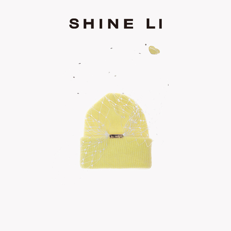 li李姗闪钻网纱针织帽