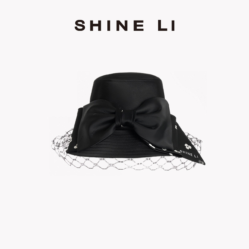 SHINE LI李姗【“33”花系列】网纱蝴蝶结碎花渔夫帽