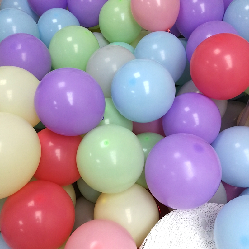 生日派对小孩周岁装饰马卡龙气球幼儿园活动10寸加厚糖果色乳胶球