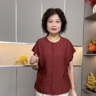 纯色简约宽松妈妈装 2025夏季 开衫 新款 上衣 轻薄百搭荷叶边落肩短袖