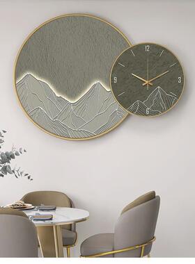 餐厅圆形钟表装饰画客厅抽象叠加晶瓷挂画饭厅厨房餐桌背景墙壁画