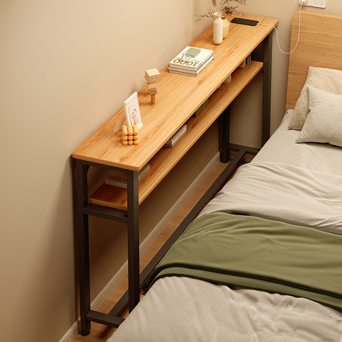 墙边小窄桌床边窄夹缝柜卧室床尾置物架落地收纳柜靠墙一字长条桌