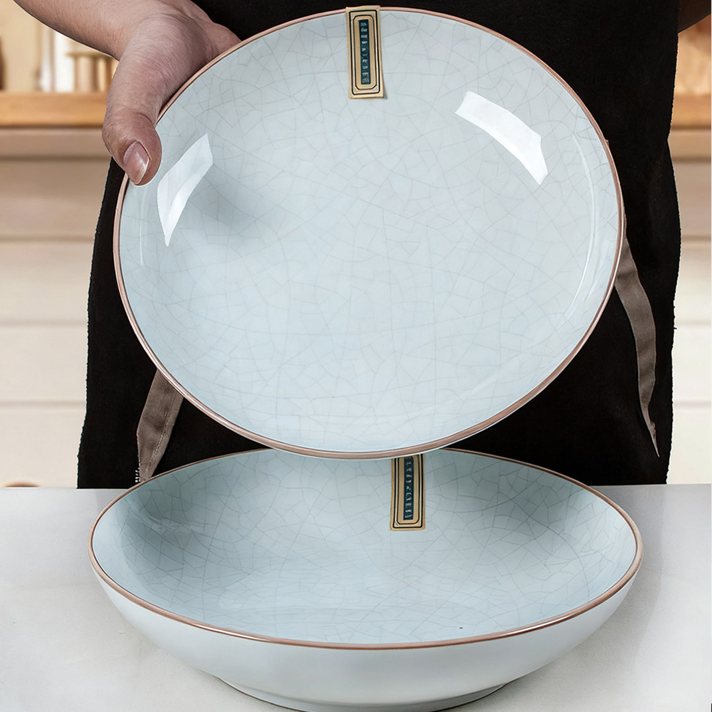 釉下彩盘子菜盘复古餐具2025年新款陶瓷盘中式汝窑餐盘高级感碟子,餐饮具,盘,淘宝优惠券,粉丝福利购,淘宝优惠卷