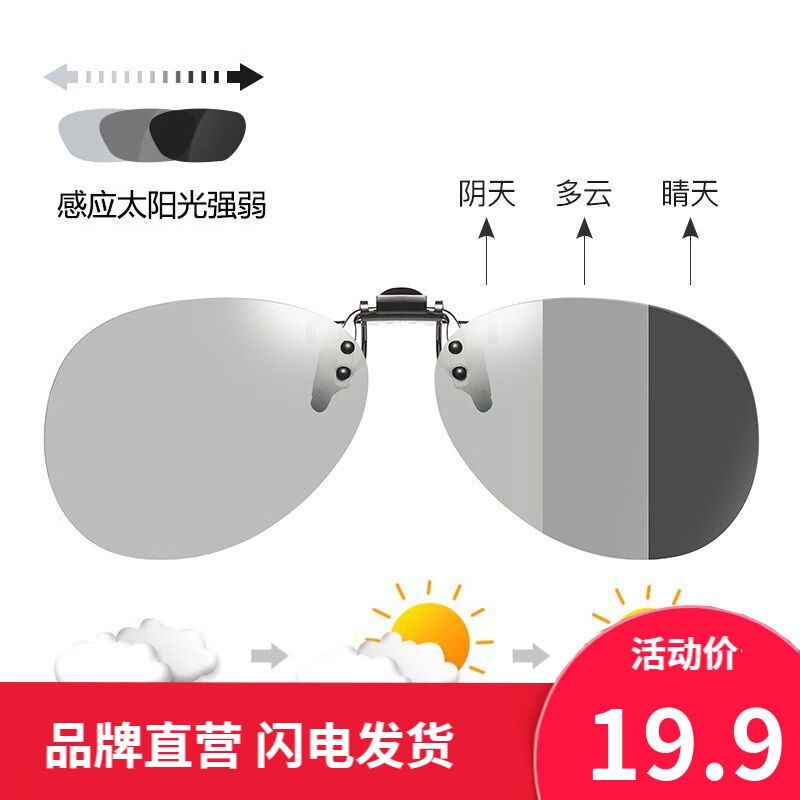 感光变色太阳镜夹片时尚潮近视墨镜眼镜夹片开车驾驶偏光挂片蛤蟆