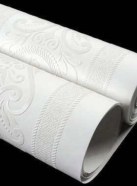 白色仿硅藻泥墙纸竖条纹欧式卧室客厅海吉布墙布海基布无纺布壁纸