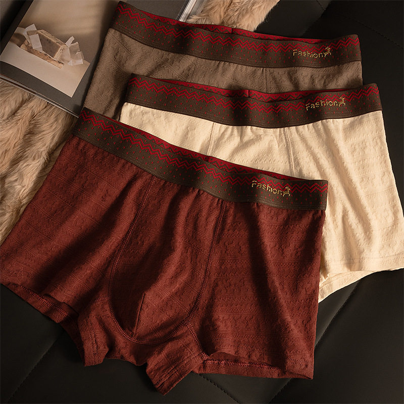 本命年红内裤【拍1发3】肌理纯棉档男士圣诞新年平角裤青年四角裤,女士内衣/男士内衣/家居服,男平角内裤,淘宝优惠券,粉丝福利购,淘宝优惠卷