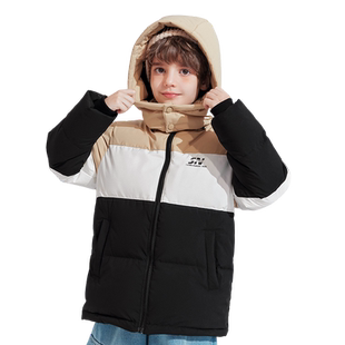 雪中飞kids童装儿童羽绒服加厚冬季新款男童中大童女童拼接面包服