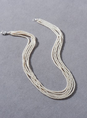 法式优雅mini人造仿珍珠简约百搭个性独特多层锁骨链精致叠带项链