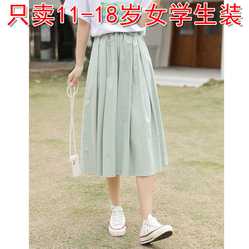 阔腿裤裙裤子少女夏装2023新款初中高中学生大童休闲薄款七分中裤