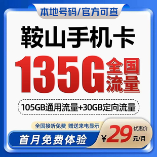 辽宁鞍山移动花卡手机流量卡电话卡低月租套餐4G上网大王卡无漫游